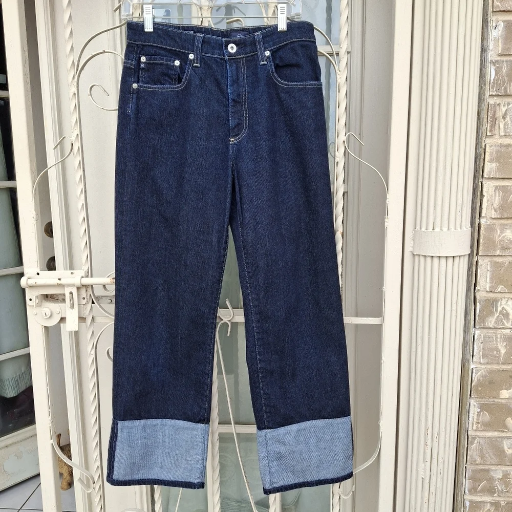 AG Adriano Goldschmied The Brett High Waisted Crop Straight Leg Jeans  Size 29 - Picture 4 of 16